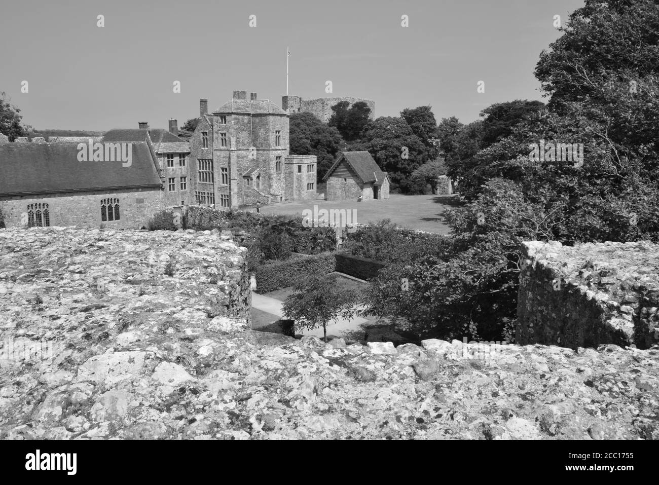 Innenhof eines Schlosses auf der Isle of Wight. Stockfoto