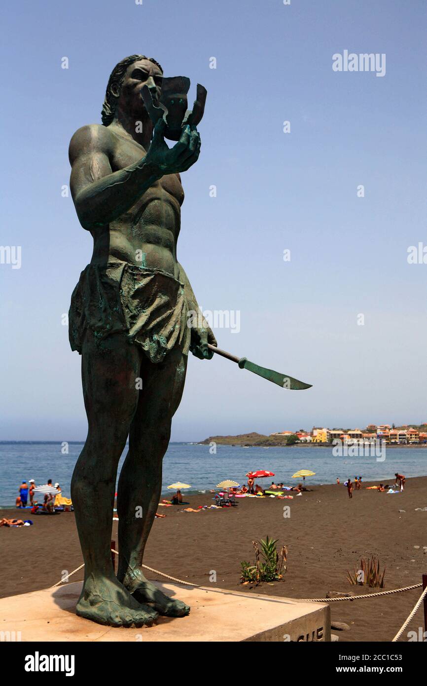 Spanien, Kanarische Inseln, Gomera, Valle Gran Rey, Hautacuperche statue Stockfoto