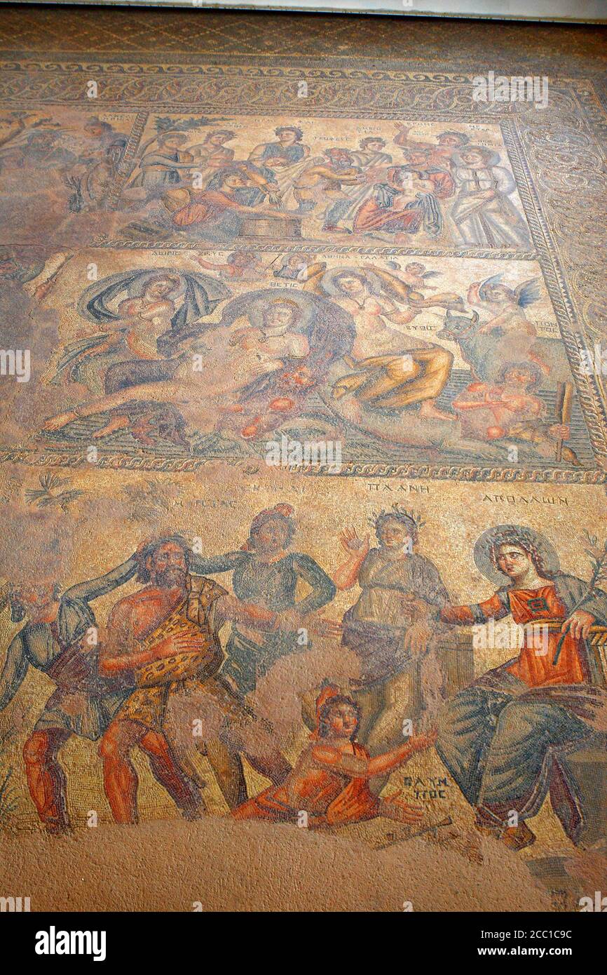 Zypern, Paphos, Haus des Dionysos, Mosaike Stockfoto