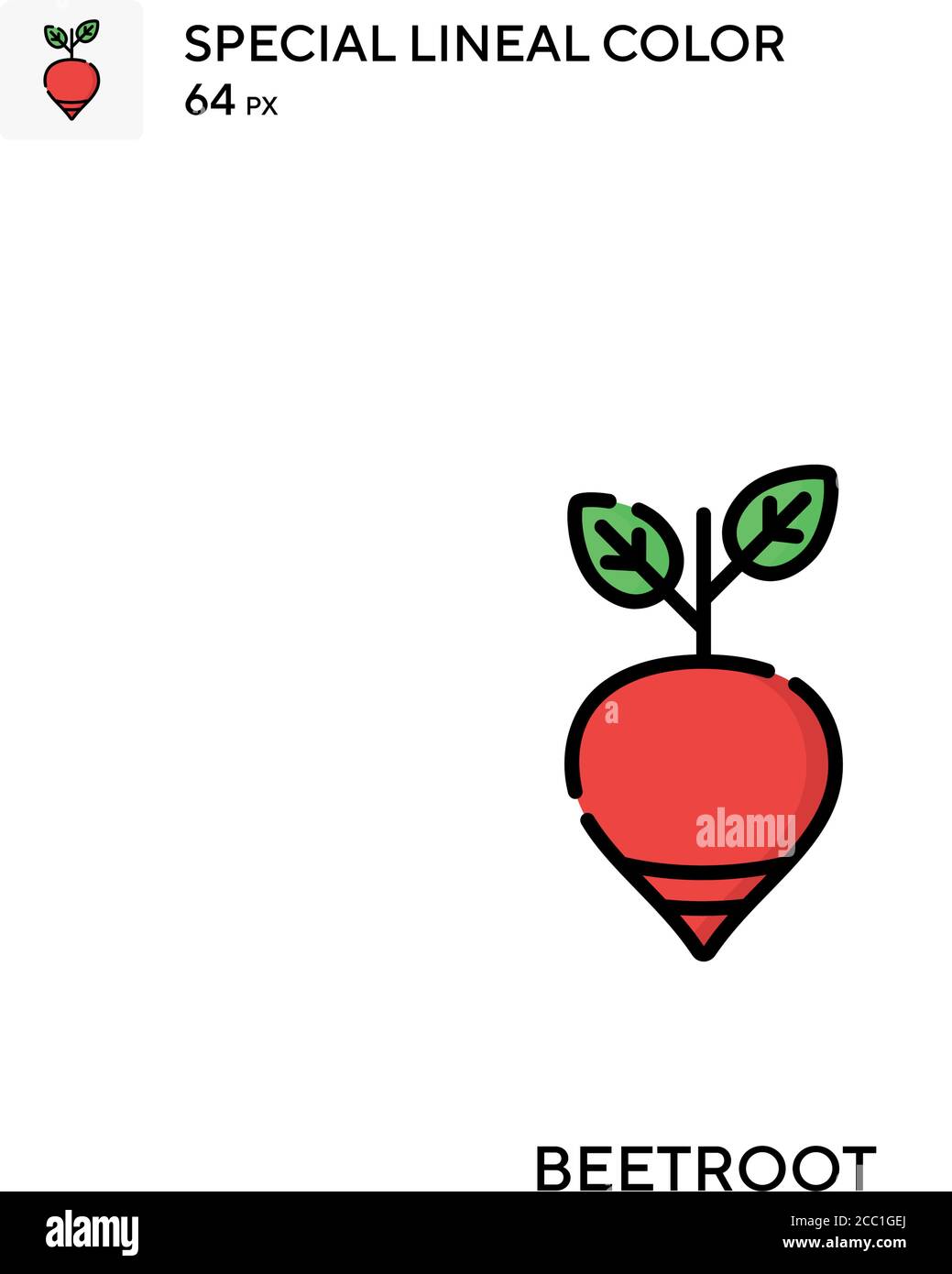 Rote Bete spezielles lineales Farbvektorsymbol. Beetroot-Symbole für Ihr Geschäftsprojekt Stock Vektor