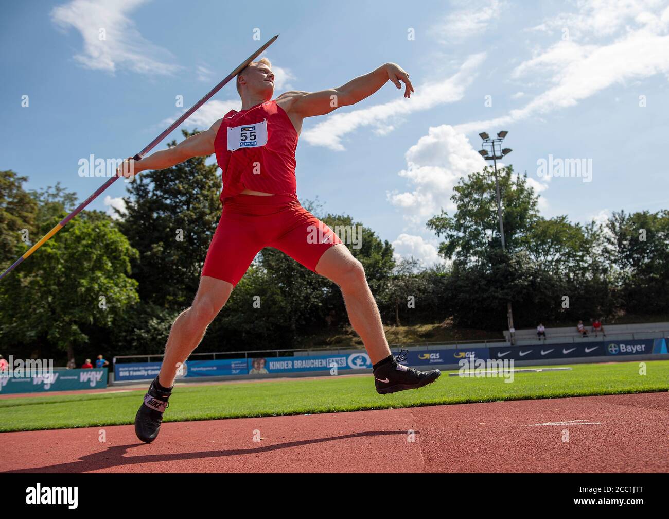 FISCHER Nils (TSV Bayer 04 Leverkusen) Action-Speerwurf von Männern, Leichtathletik #True Athletes Classics, am 16. August 2020 in Leverkusen Â Einsatz weltweit Stockfoto