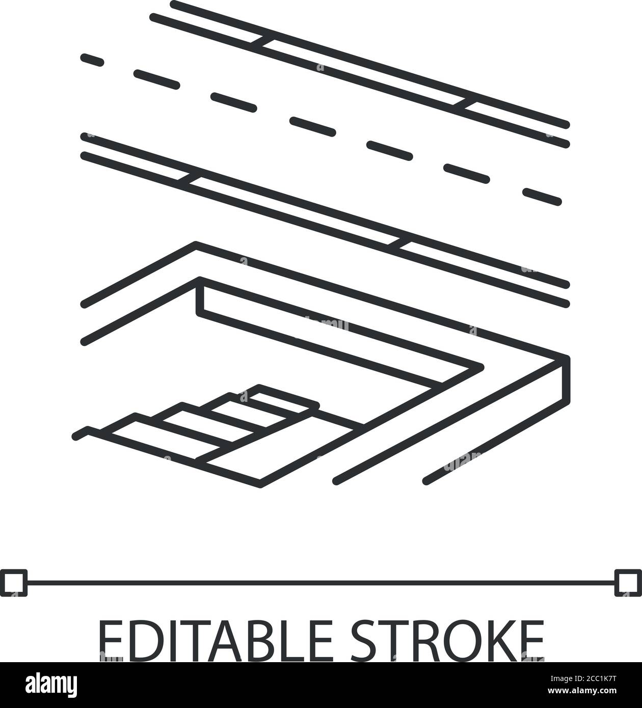 Unterirdischer Fußgängerweg, lineares Symbol Stock Vektor