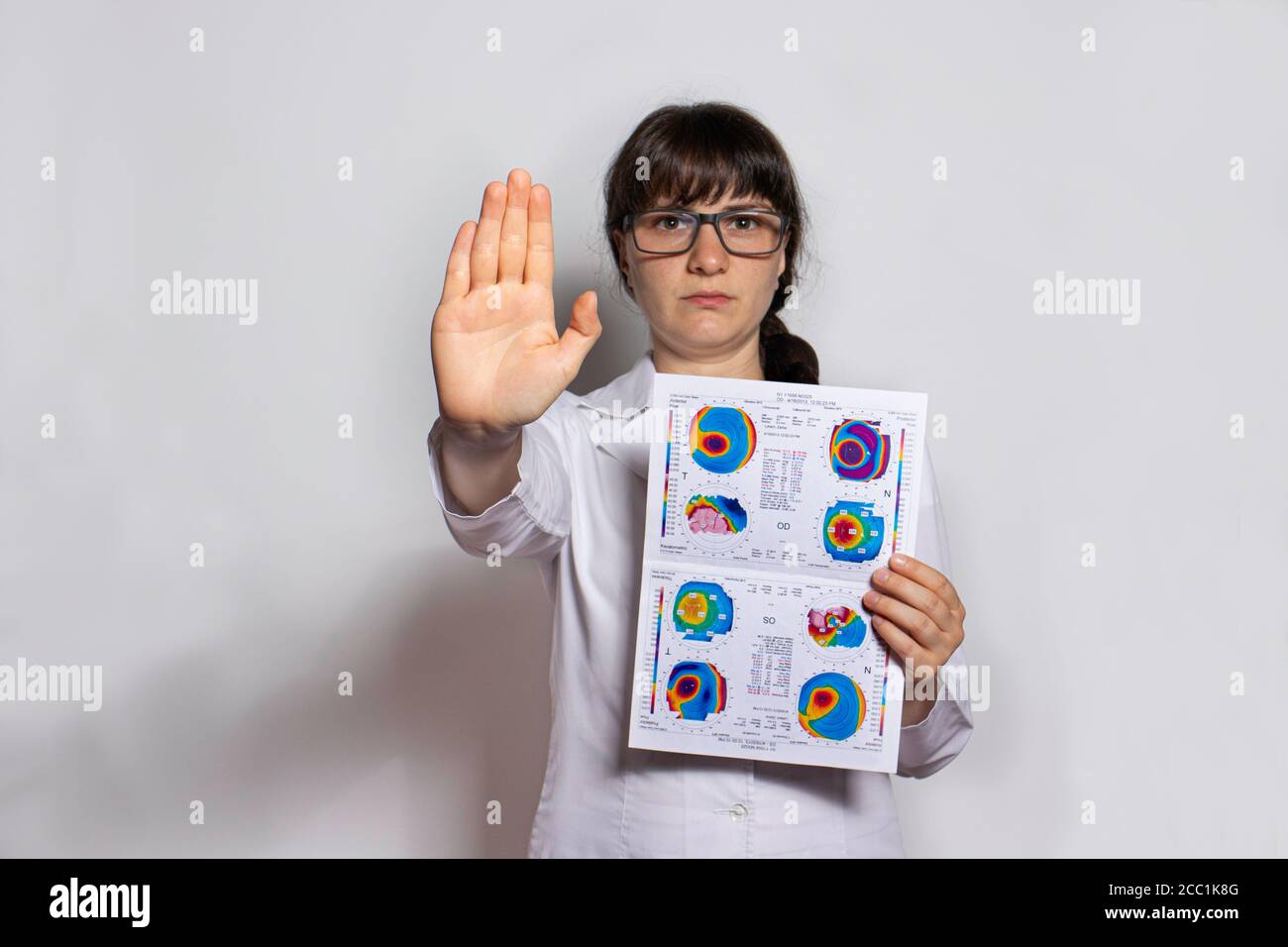 Dünner werdendes Hornhautdystrophie, Augen-Keratotopographie. Stockfoto