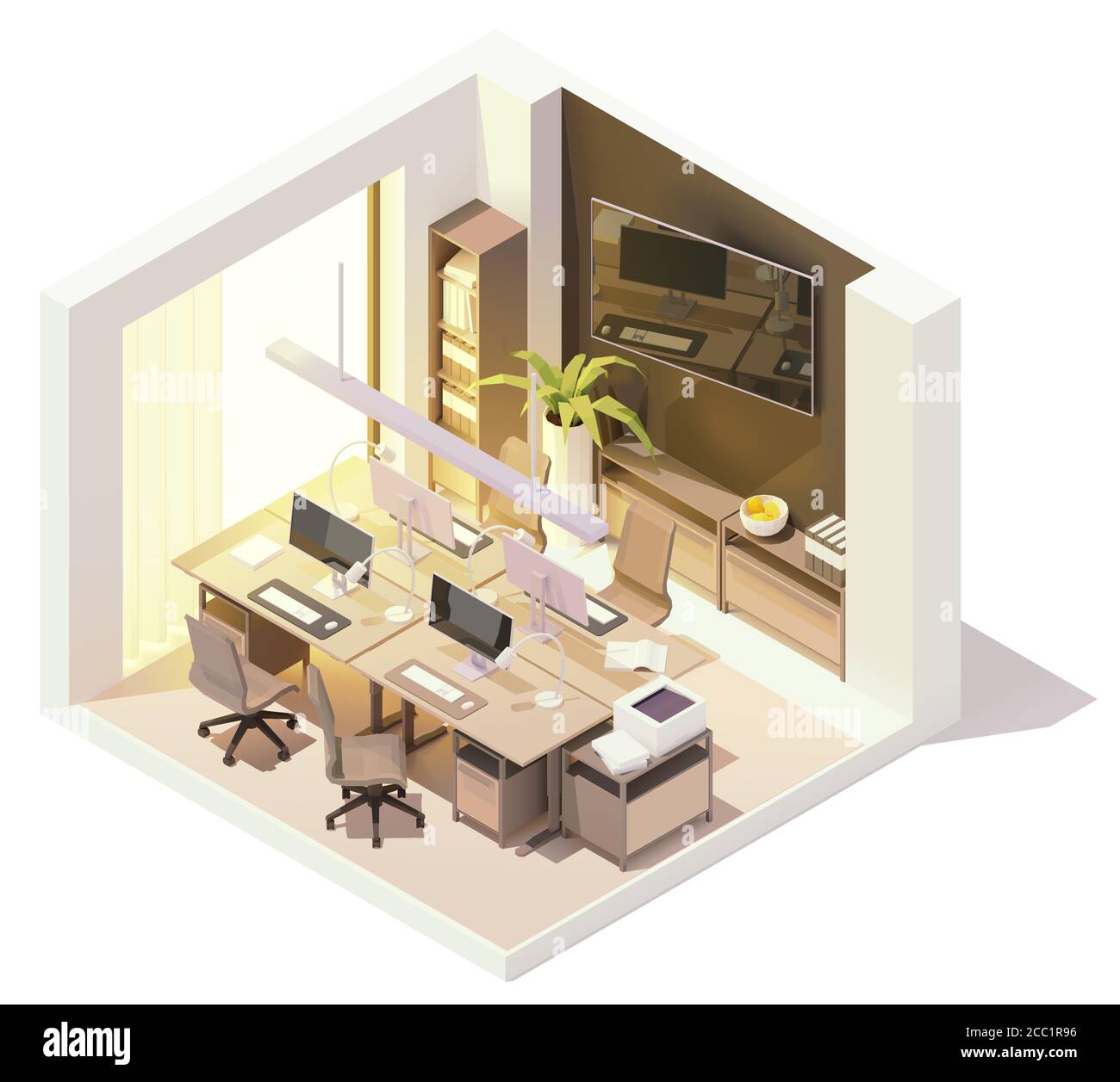 Vektor isometrische Büro Zimmer Stock Vektor