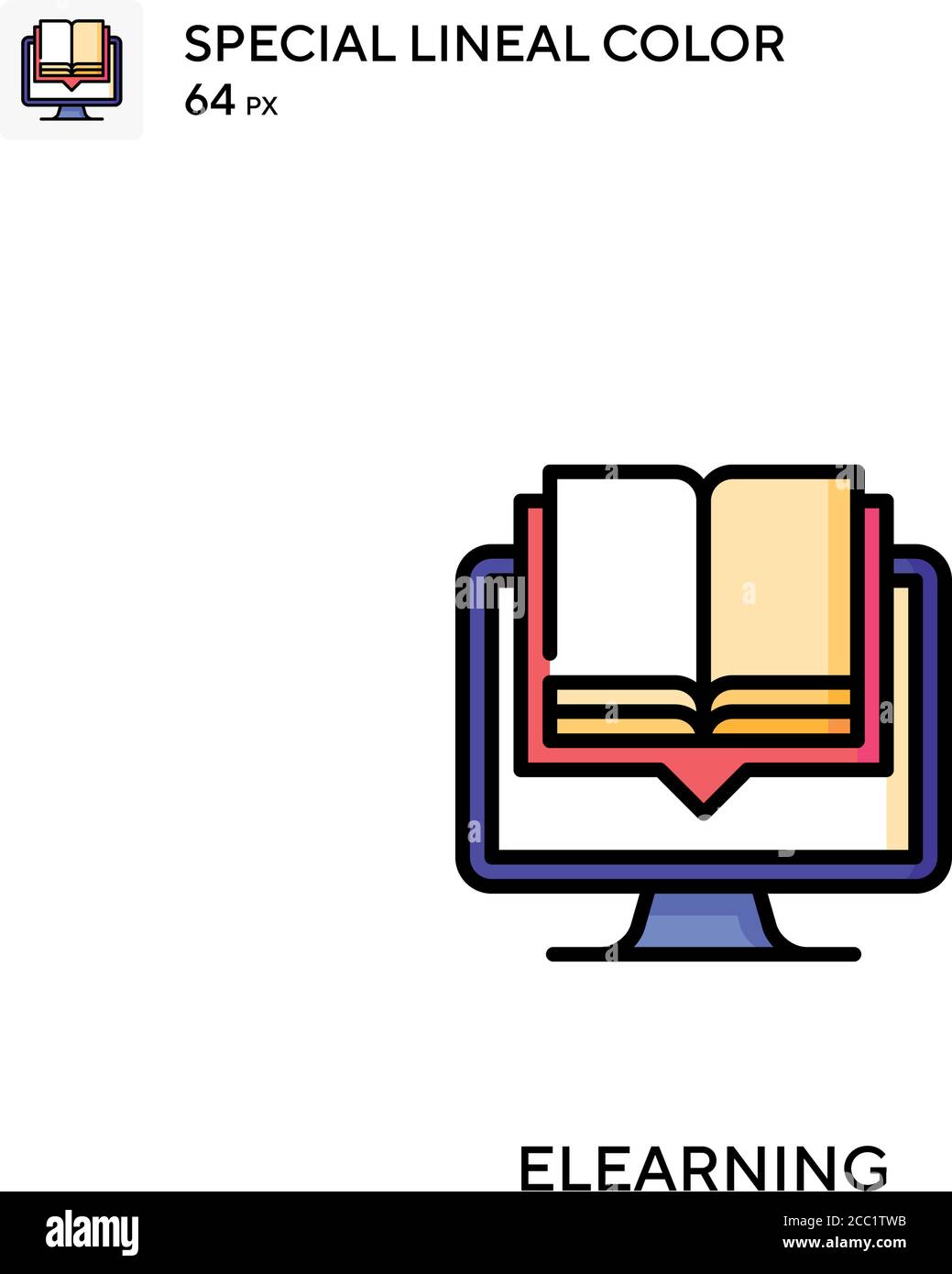 ELearning spezielles lineales Farbvektorsymbol. ELearning-Symbole für Ihr Geschäftsprojekt Stock Vektor