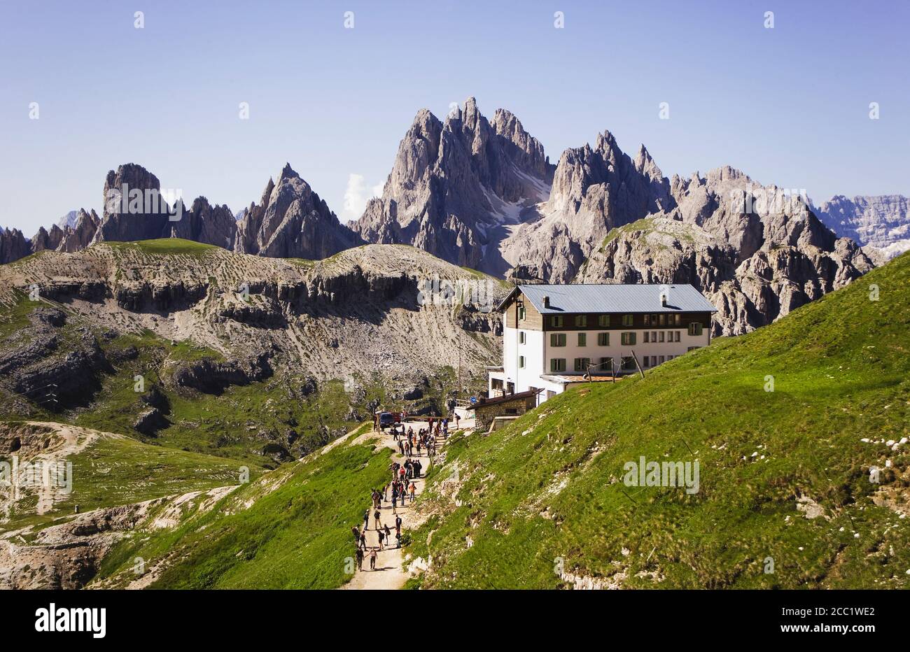 Bergkulisse der Sextner Dolomiten, Italien Stockfoto