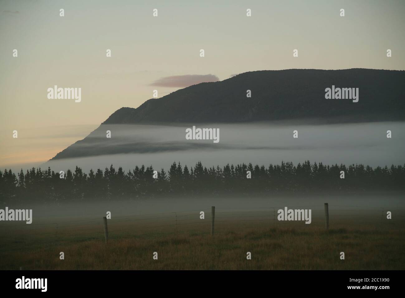 Neuseeland, Berg in Nebel gehüllt Stockfoto