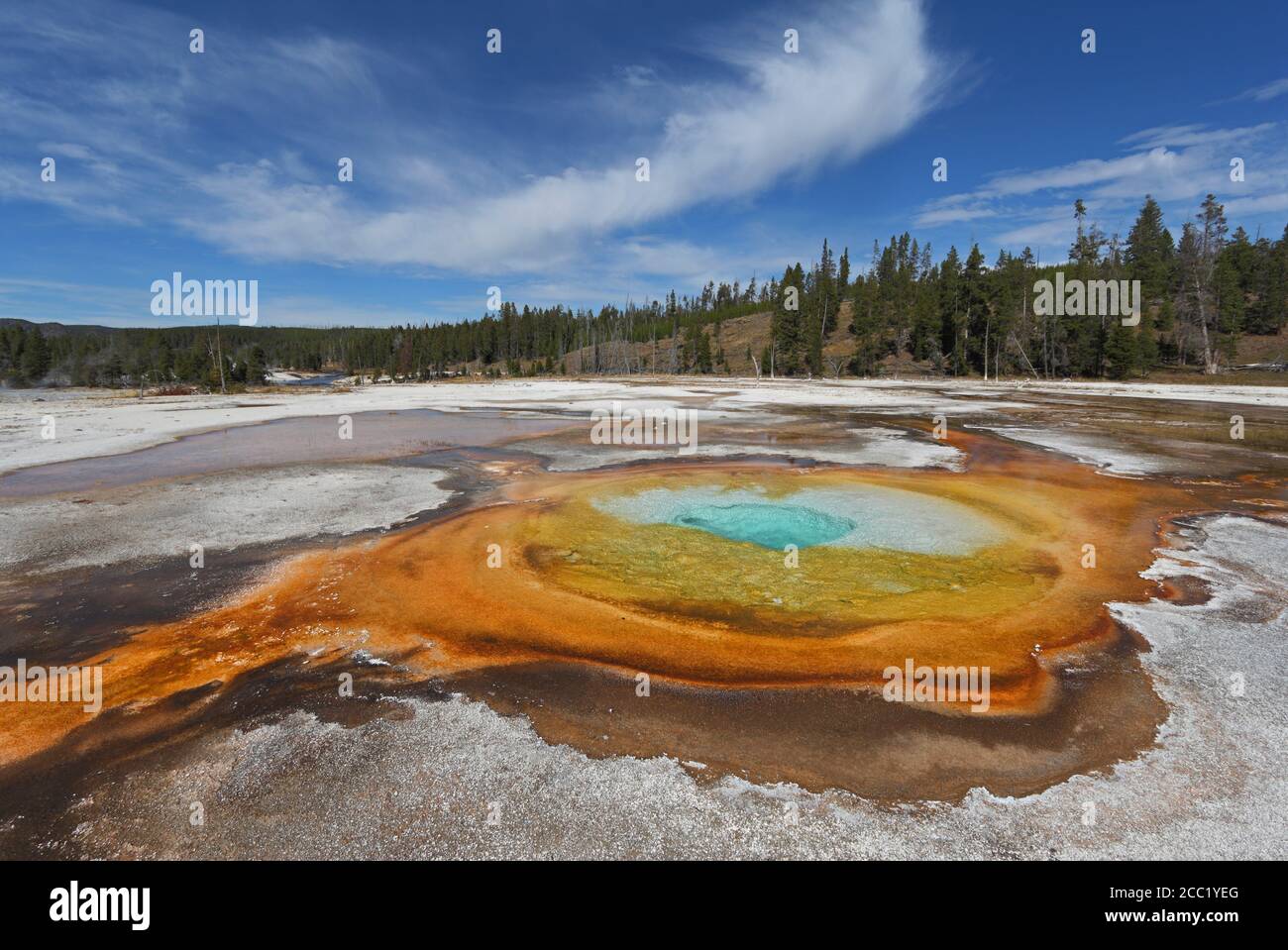 Ansicht der chromatischen Spring im Yellowstone National Park Stockfoto