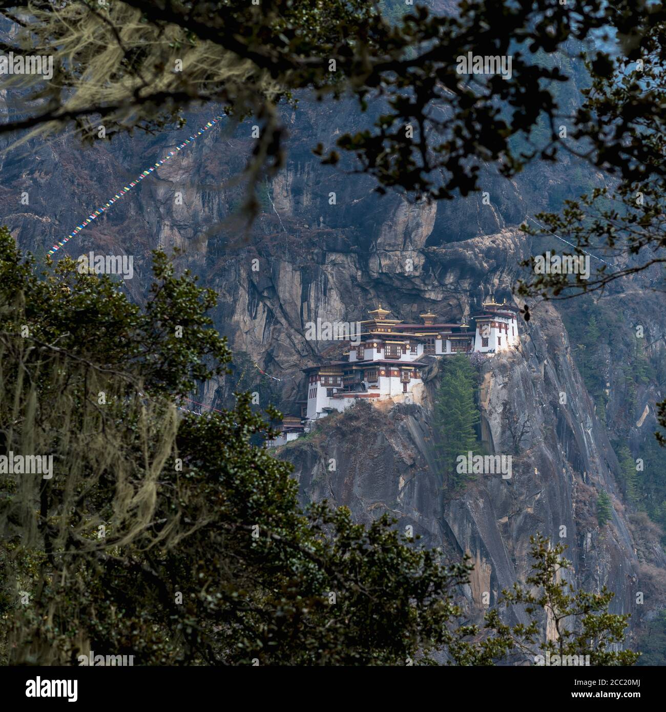 Bhutan, Ansicht von Tiger Nest Tempel in Paro Stockfoto
