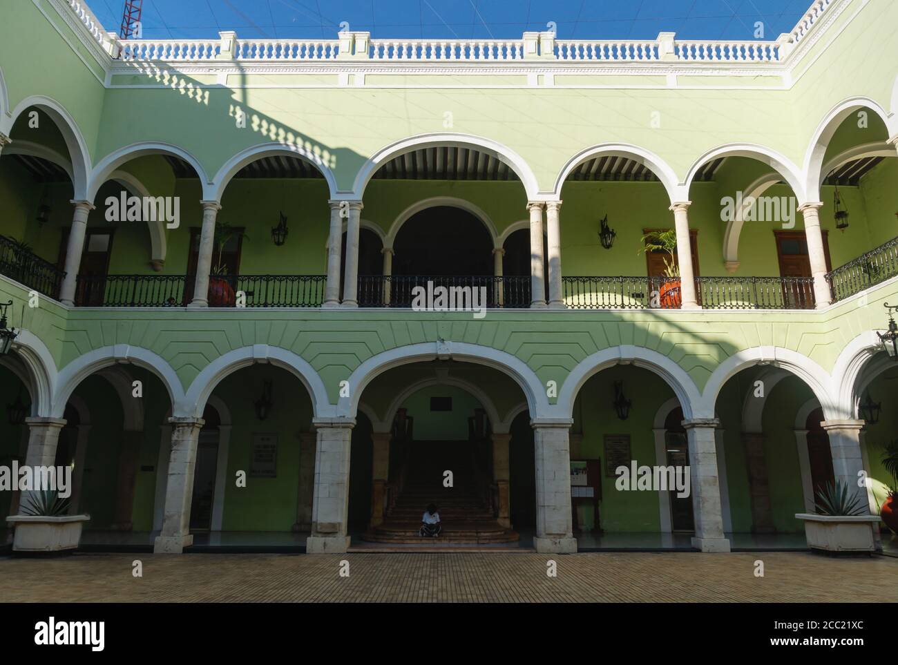 Innenhof des Palacio de Gobierno, des Regierungspalastes in Merida, Yucatan, Mexiko Stockfoto