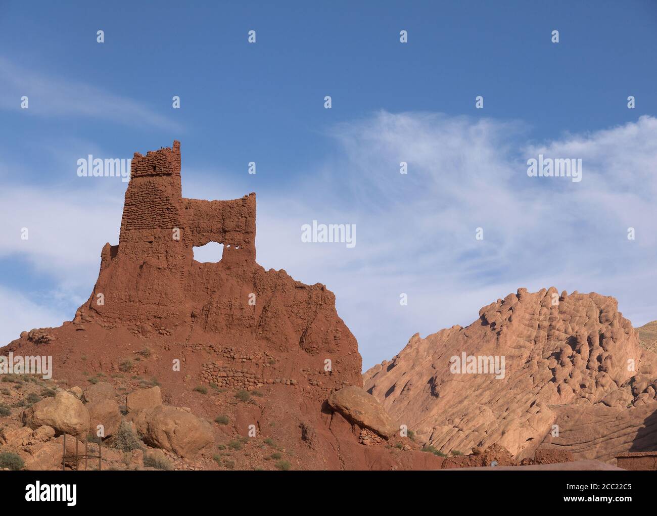 Marokko, Boumalne Dades, Blick auf die Felsformation Stockfoto