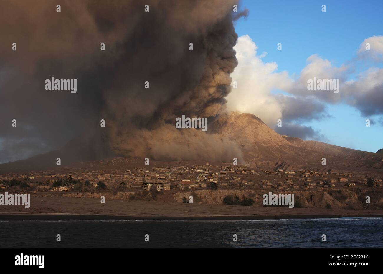 Plymouth, Montserrat, Karibisch, Pyroclastic fließen von der eruption Stockfoto