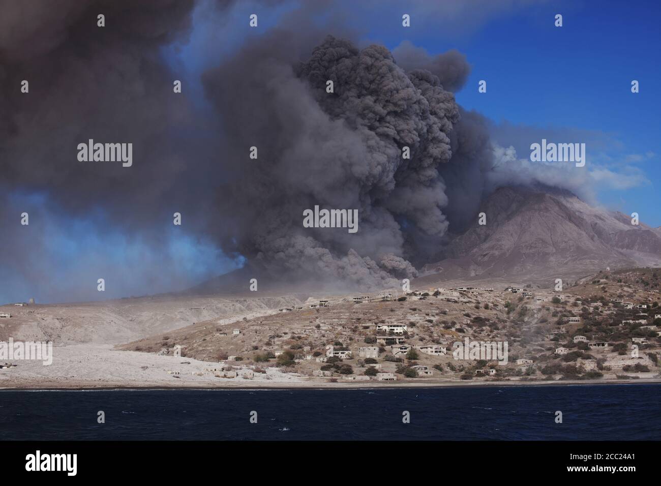 Plymouth, Montserrat, Karibisch, Pyroclastic fließen von der eruption Stockfoto