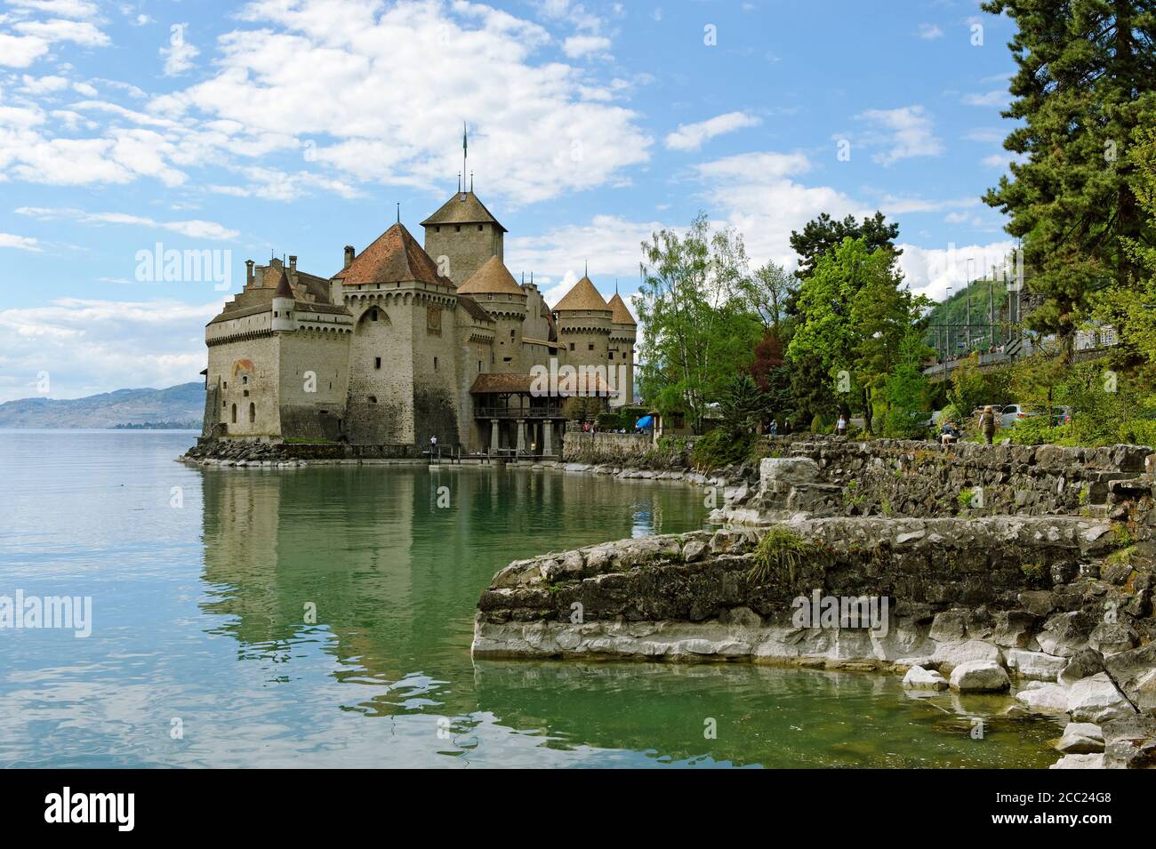 Schweiz, Montreux, Ansicht von Chateau De Chillon Stockfoto