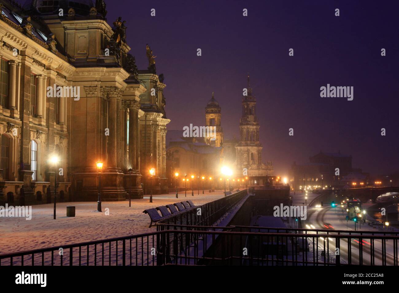 Deutschland, Sachsen, Dresden, Brühl Terrasse in der Nacht Stockfoto