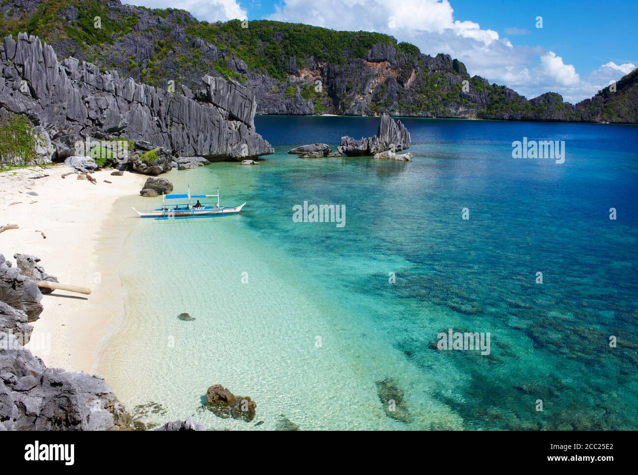 Philippinen, Palawan Insel, Bacuit Archipel bei El Nido. Stockfoto