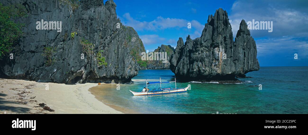 Philippinen, Palawan Insel, Bacuit Archipel bei El Nido. Stockfoto