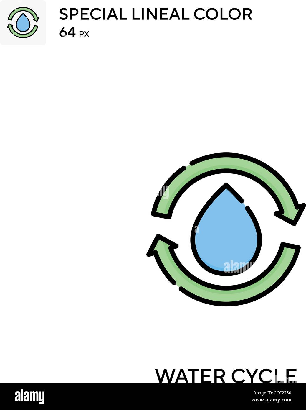 Wasserkreislauf spezielles lineales Farbvektorsymbol. Wasserkreislauf-Symbole für Ihr Geschäftsprojekt Stock Vektor