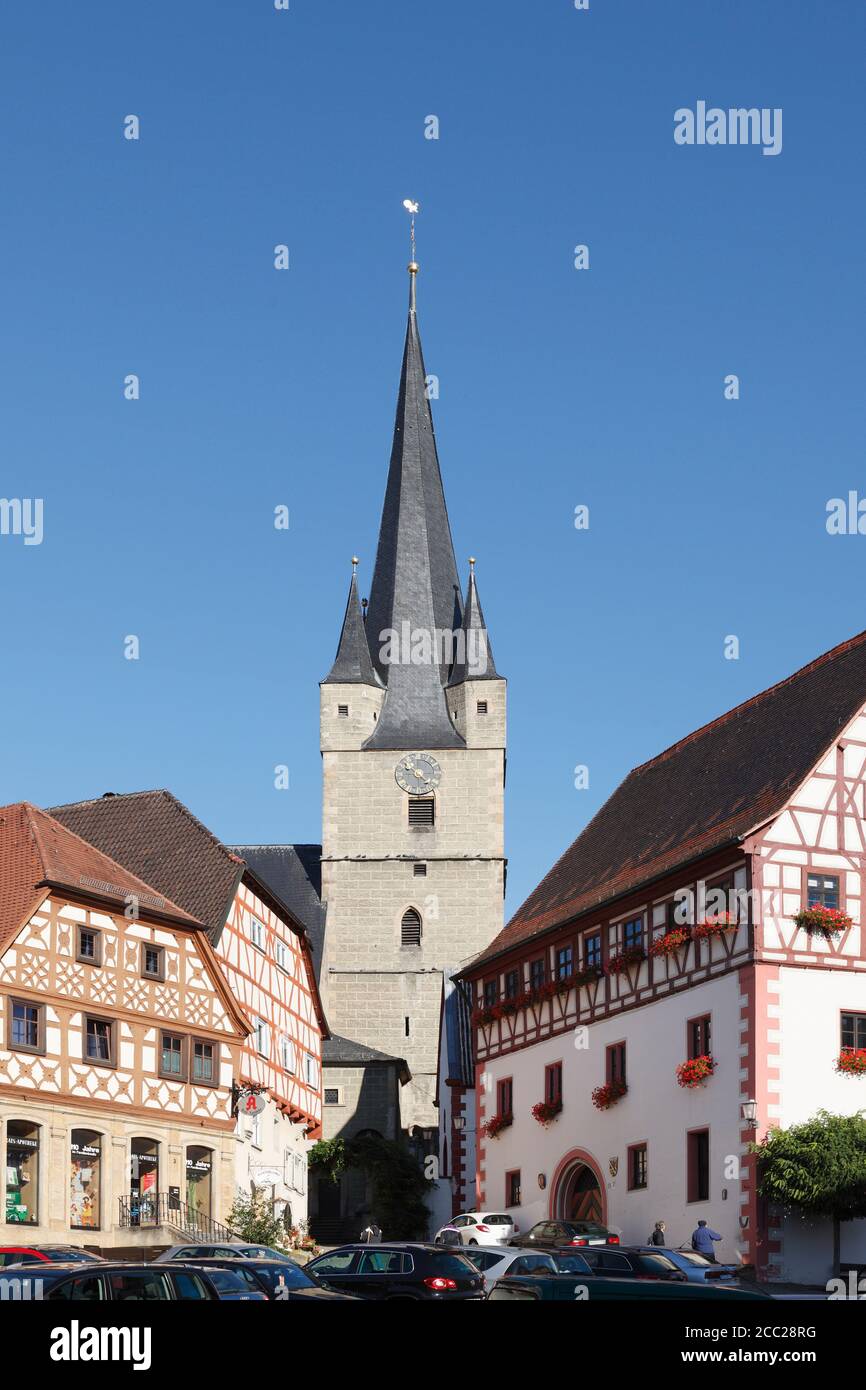 Deutschland, Bayern, Zeil am Main, Blick auf Holz gerahmt Gebäude Stockfoto