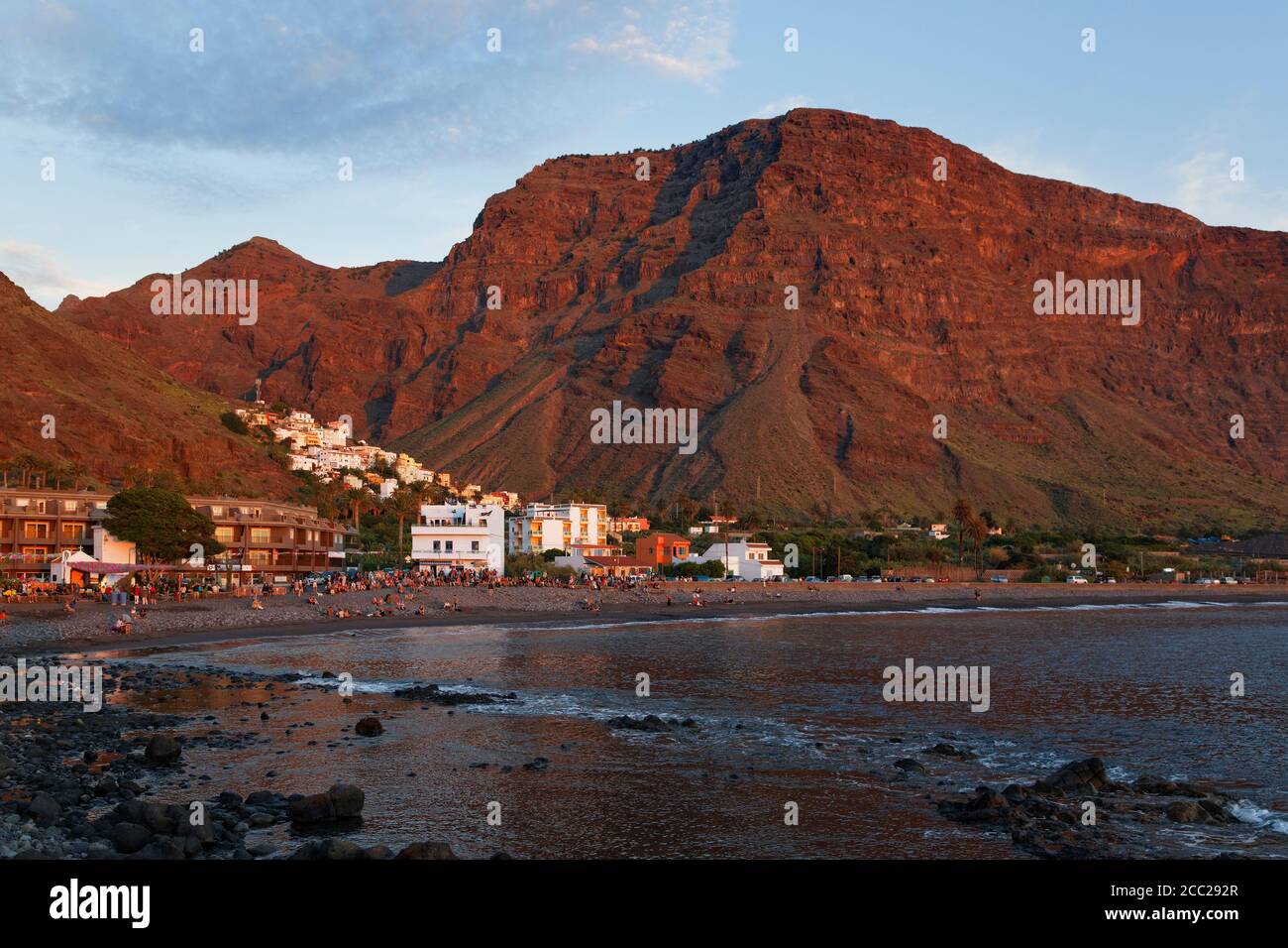 Spanien, La Gomera, Blick über La Playa und La Calera Stockfoto