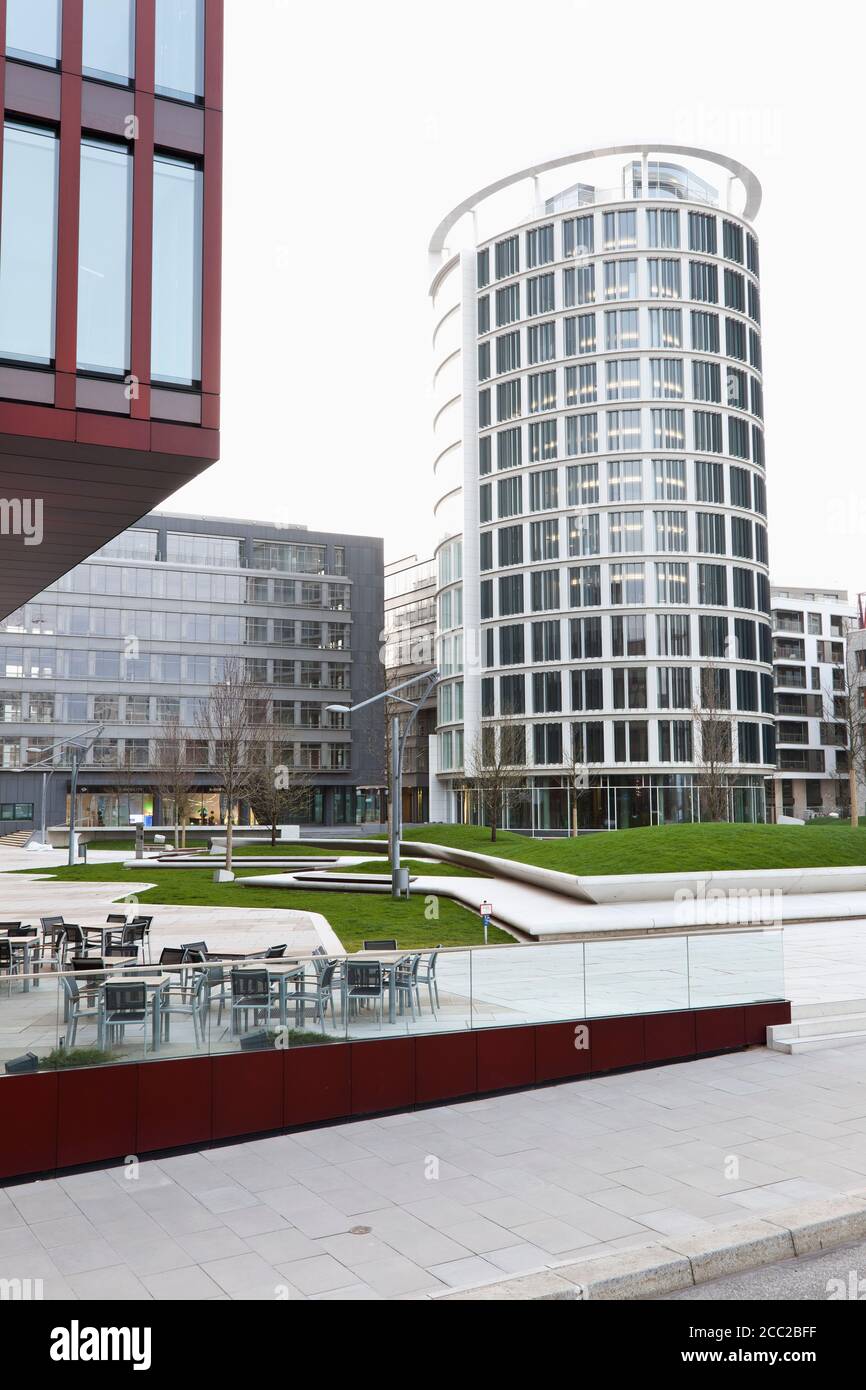 Deutschland, Blick auf Sandtorpark in der Hafencity Stockfoto