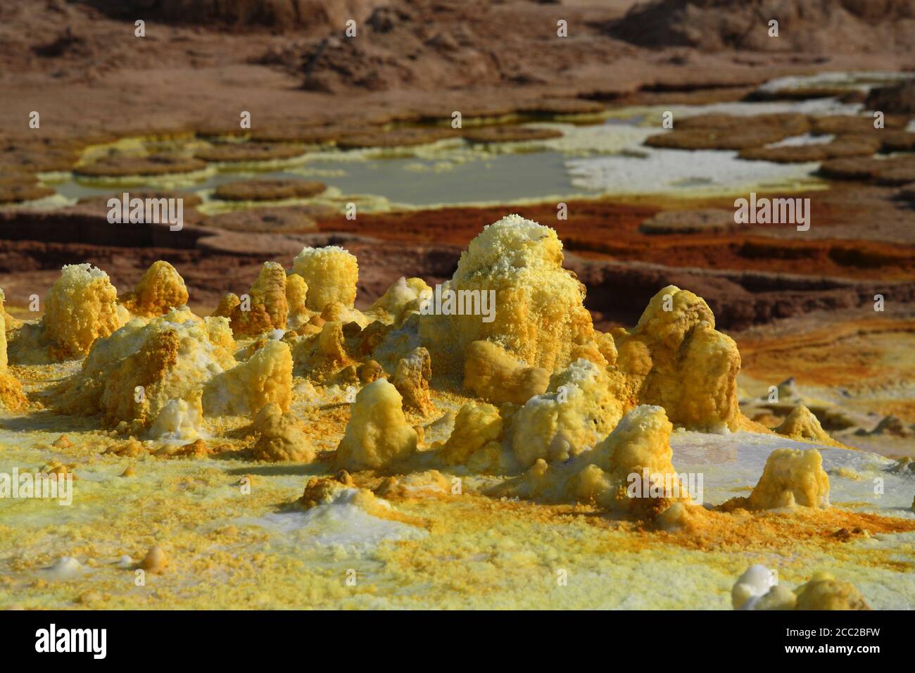 Äthiopien, Danakil Wüste, Lake Assal, Hornitos Stockfoto