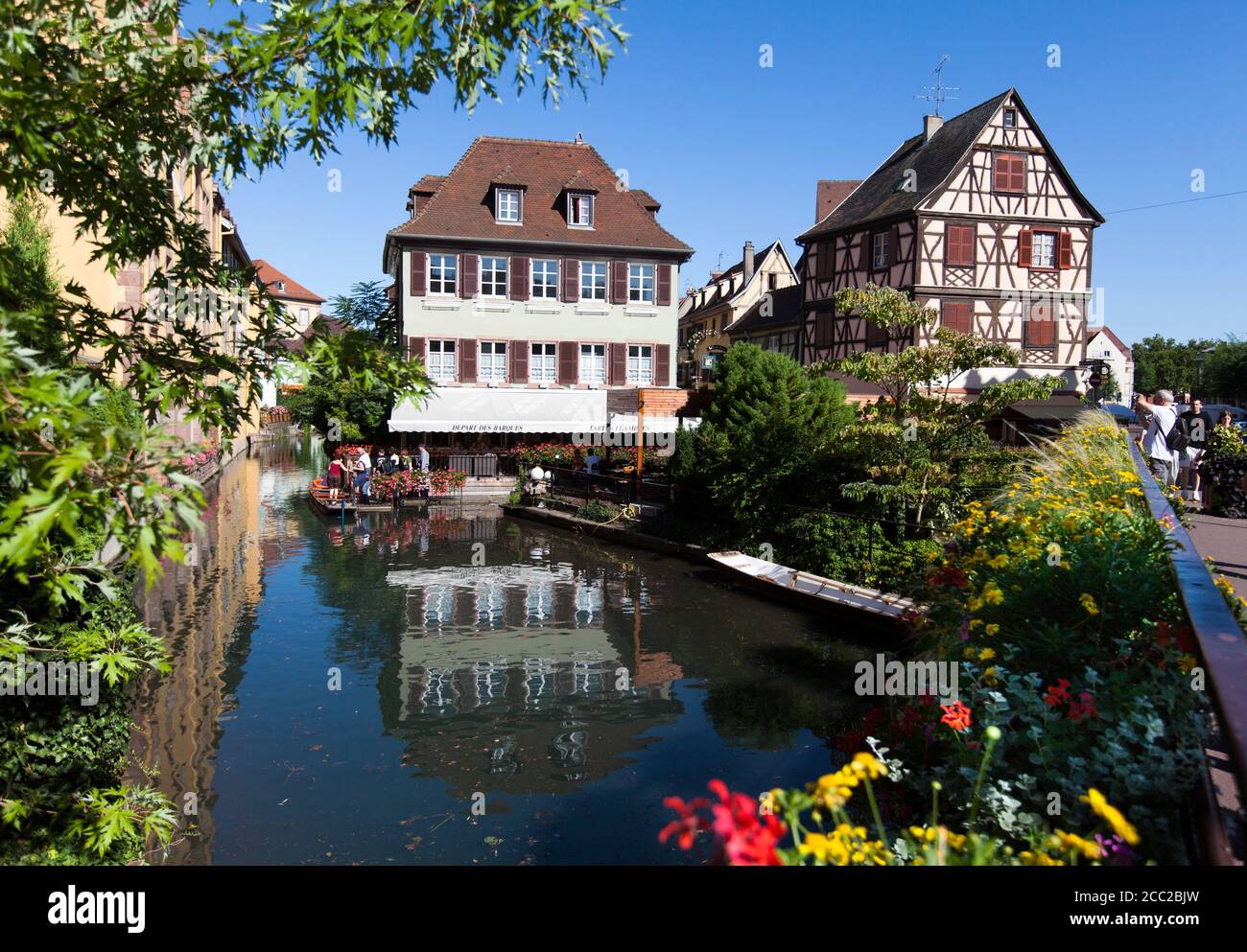 Frankreich, Colmar, Ansicht von Venedig Petite mit restaurant Stockfoto