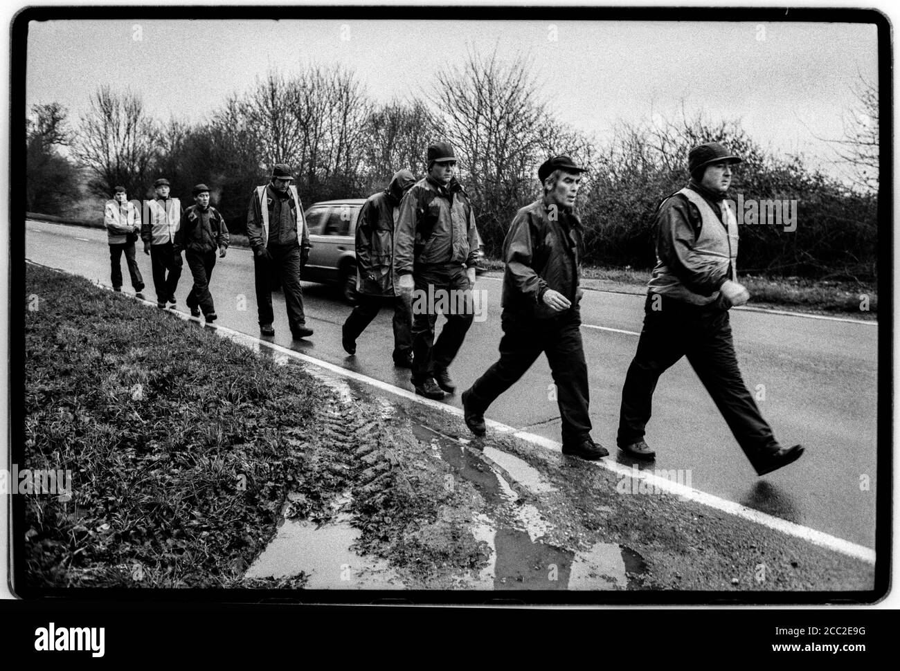 Recht auf Arbeit märz Dezember 1992 aus dem Norden von England nach London auf der Route des Jarrow Crusade In der Kampagne 1936 gegen die Massenarbeitslosigkeit im Norden östlich von England Stockfoto