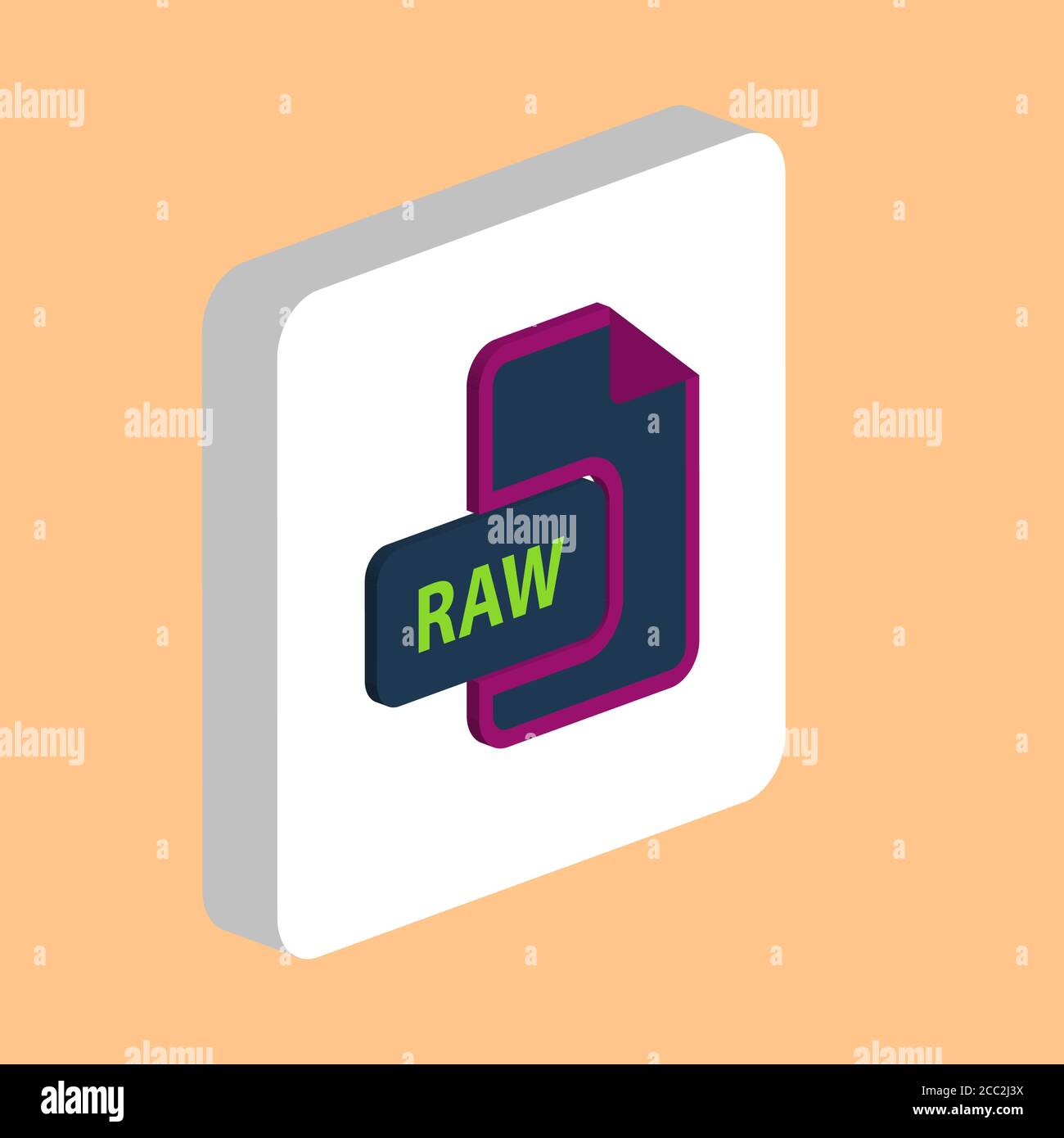 EINFACHES Vektorsymbol FÜR RAW-Dokumente. Illustration Symbol Design Vorlage für Web mobile UI-Element. Perfekte Farbe isometrisches Piktogramm auf 3d weißen Quadrat. Stock Vektor