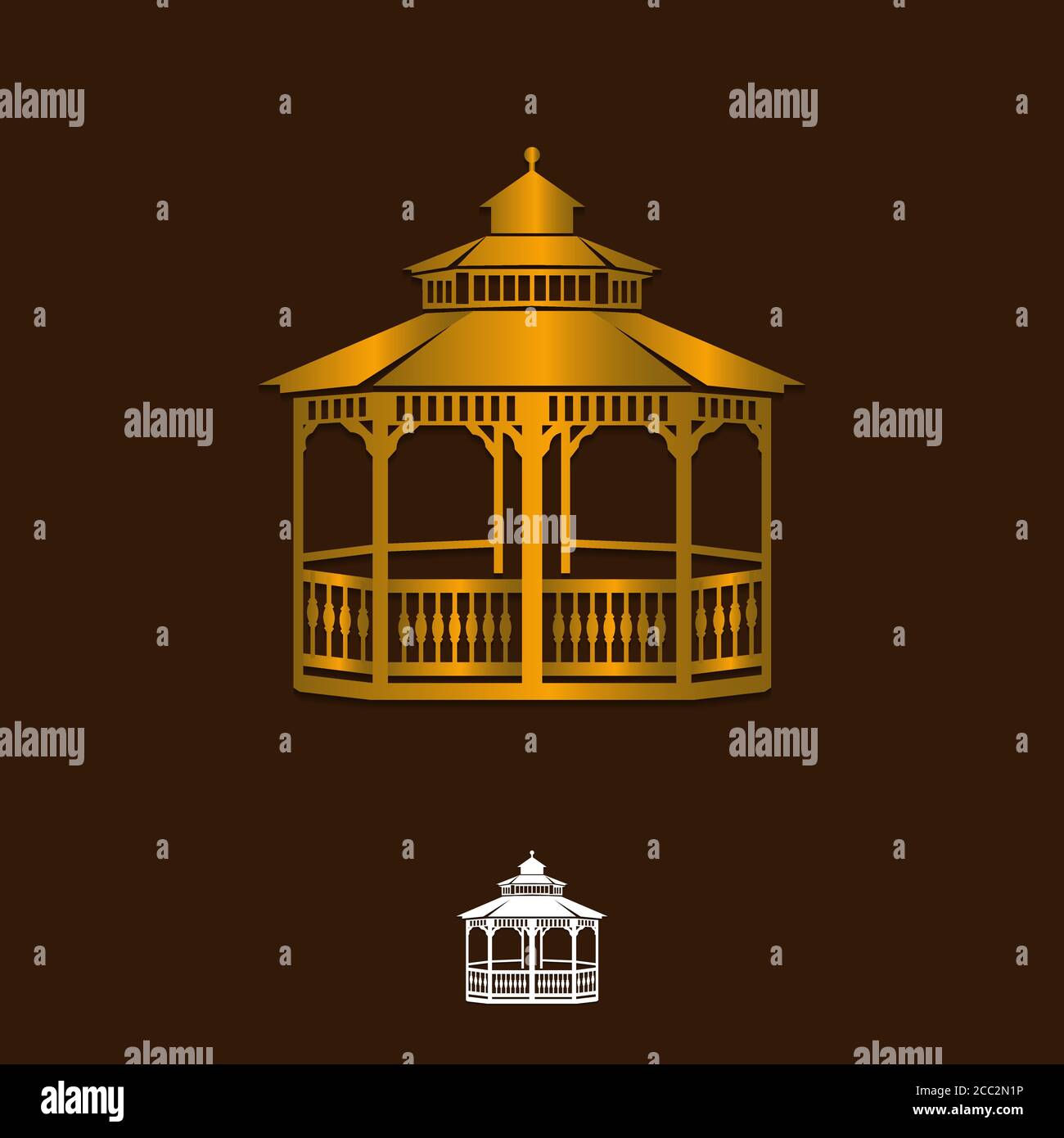 Vektor-Illustration von Pavillon isoliert auf weißem Hintergrund. Kann als Logo oder Designelement verwendet werden. EPS 10. Stock Vektor