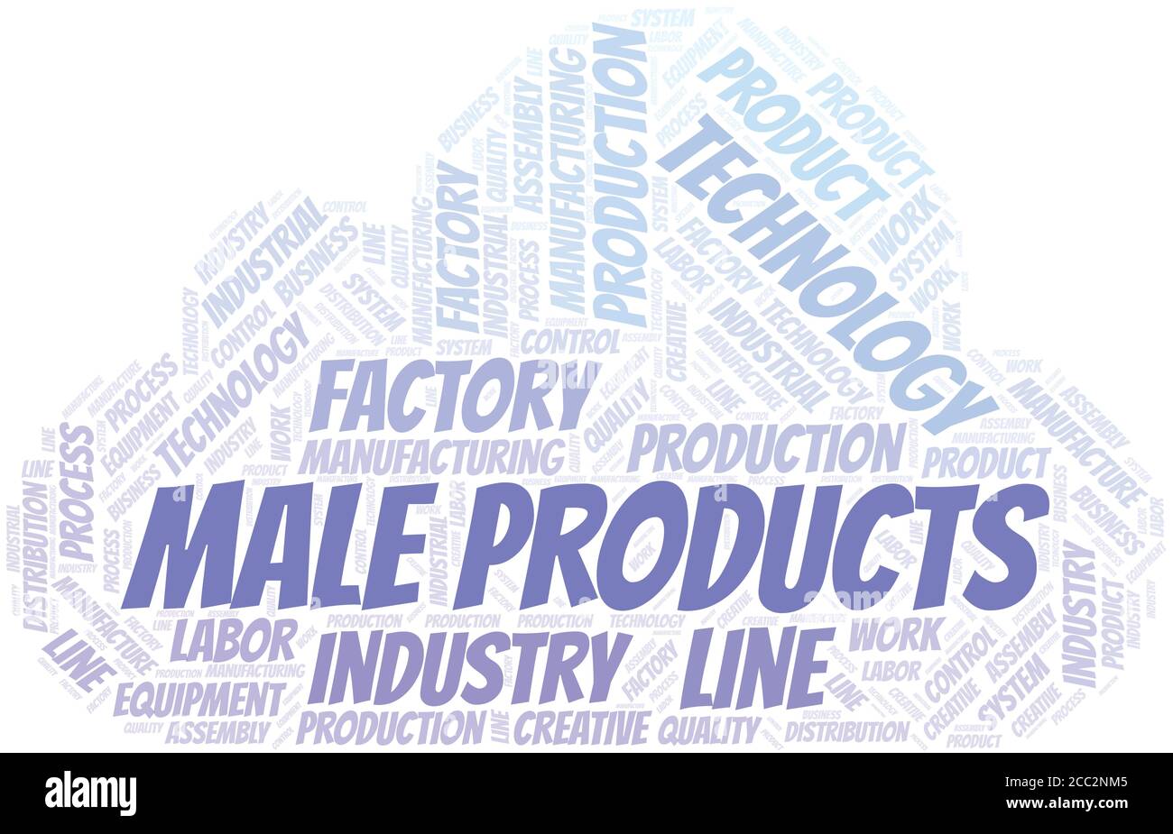 Männliche Produkte Wort Wolke erstellen nur mit dem Text. Stock Vektor