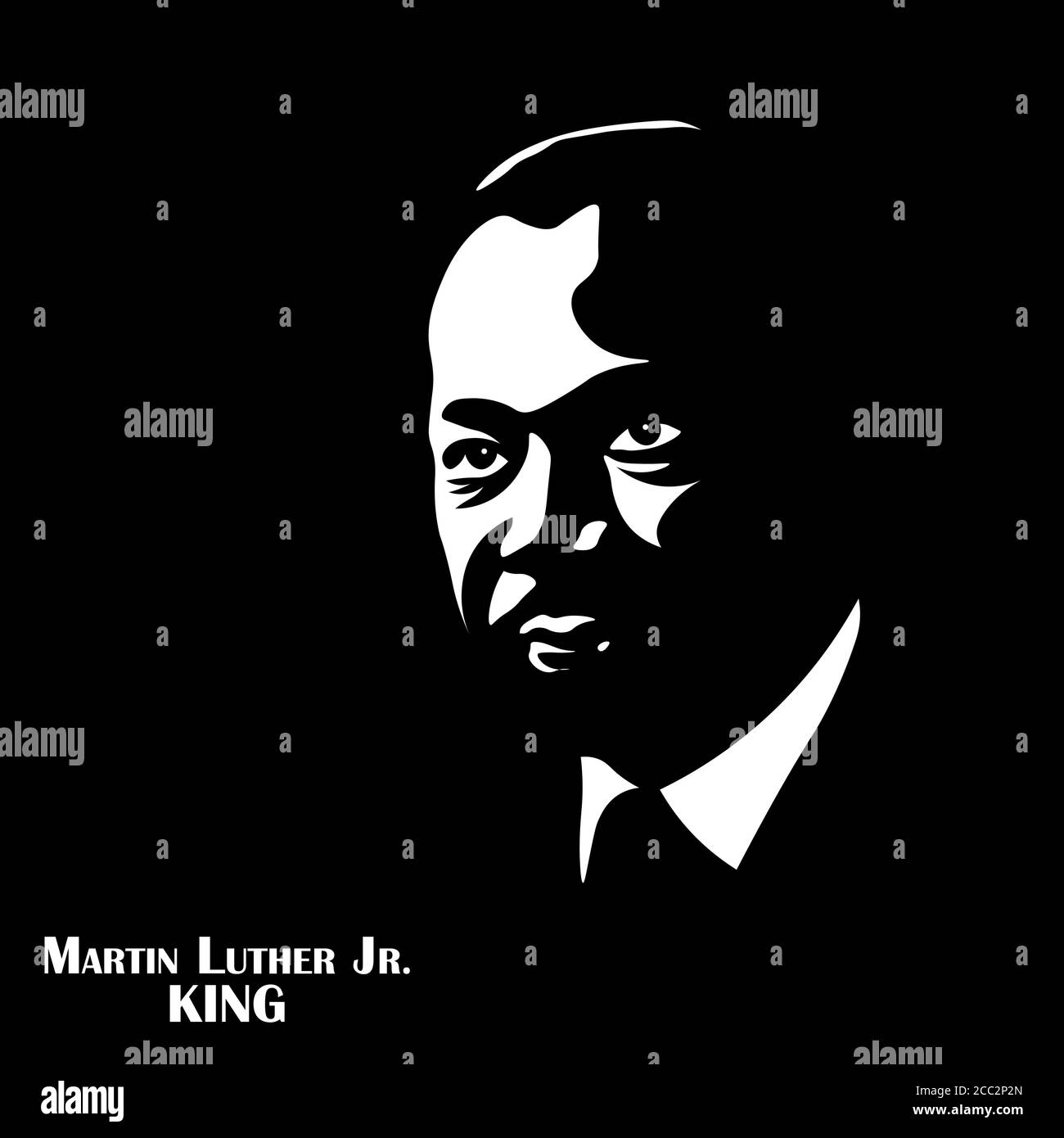 Martin Luther King Jr. Tag Grußkarte Hintergrund. Ich habe ein inspirierendes Traumzitat. Martin Luther Junior King Portrait Stock Vektor