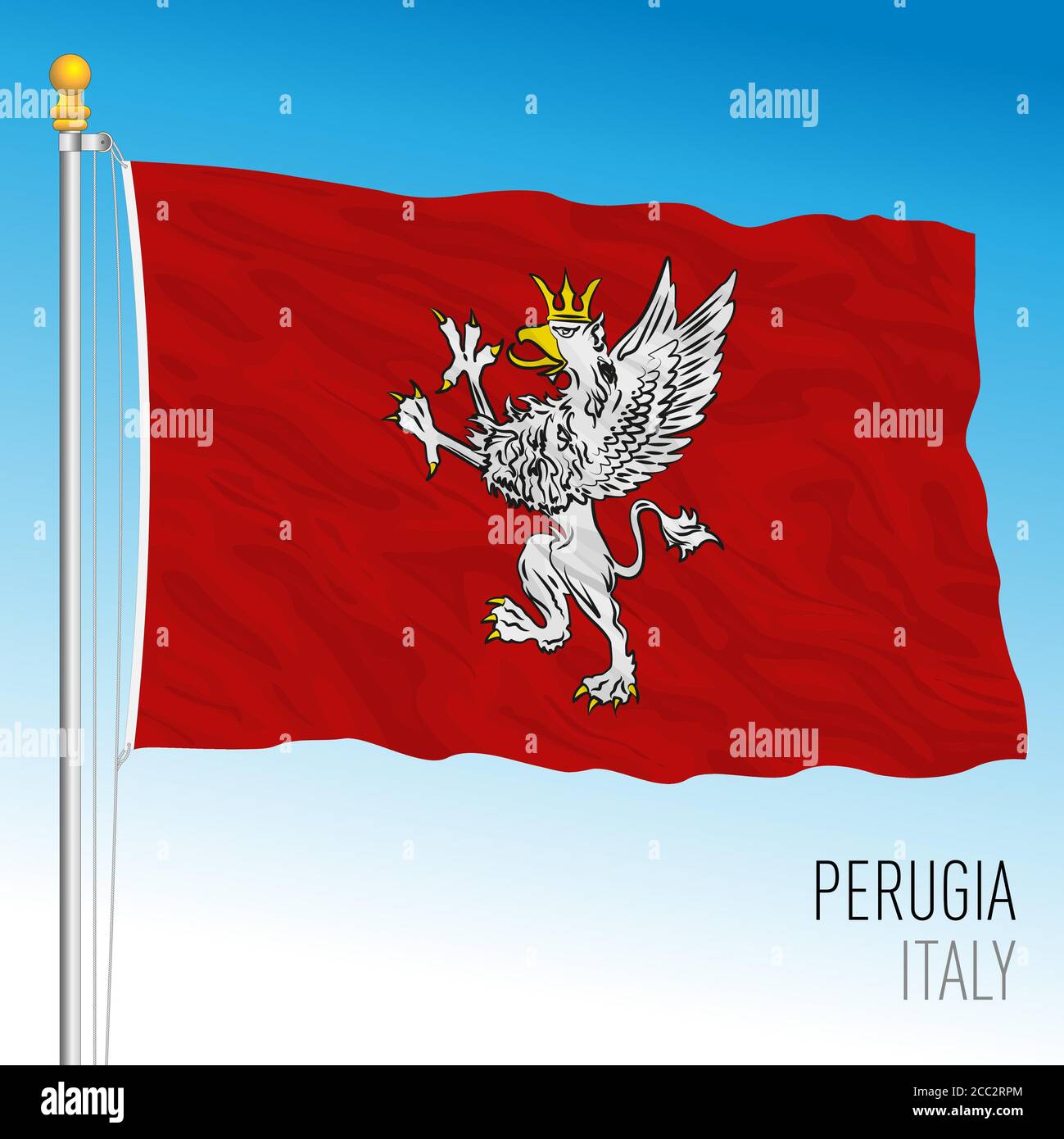 Perugia offizielle Flagge der Stadt, Umbrien, Italien, Vektor-Illustration Stock Vektor