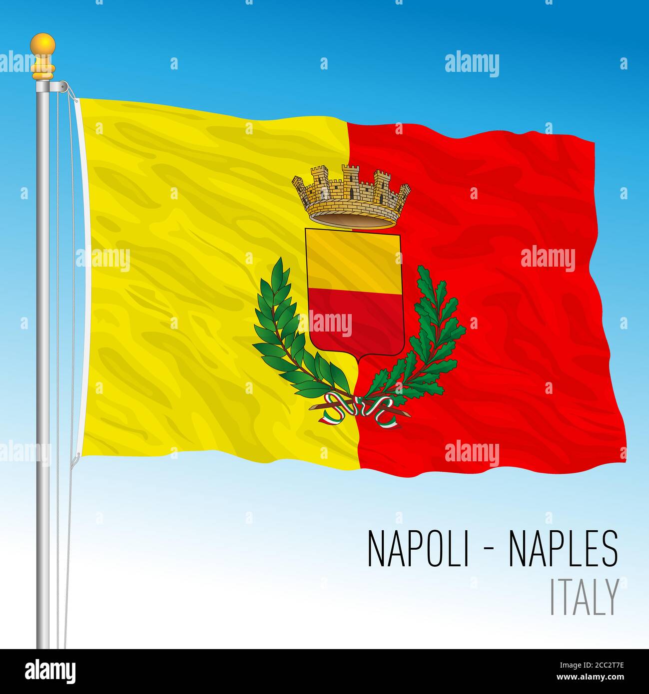 Flagge der Stadt Neapel, Kampanien, Italien, Vektorgrafik Stock Vektor