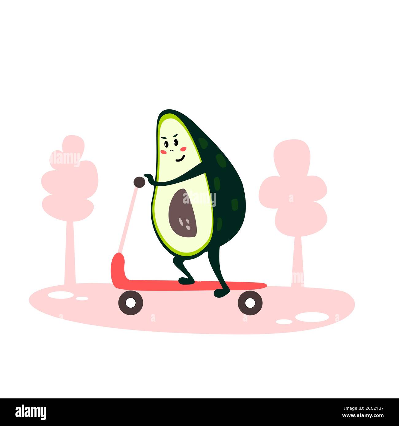 Lustige Avocado Charakter. Grußkarte mit süßer Avocado. Stock Vektor
