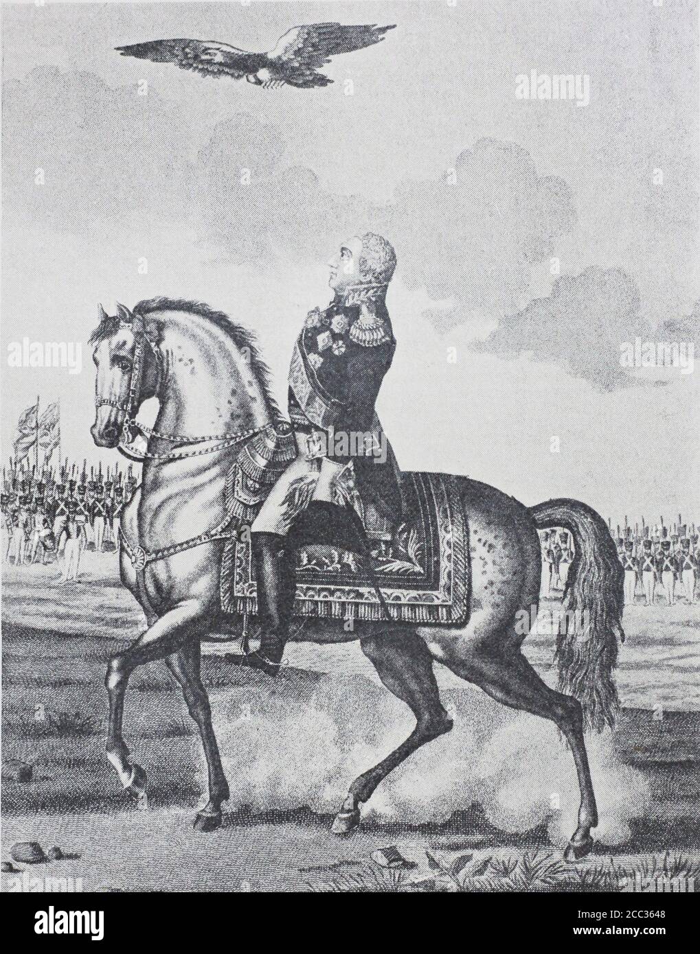 General-Feldmarschall Prinz Golenischtschew-Kutusow Smolenskiy übernimmt das Hauptkommando im August 1812. Gravur des 19. Jahrhunderts. Stockfoto