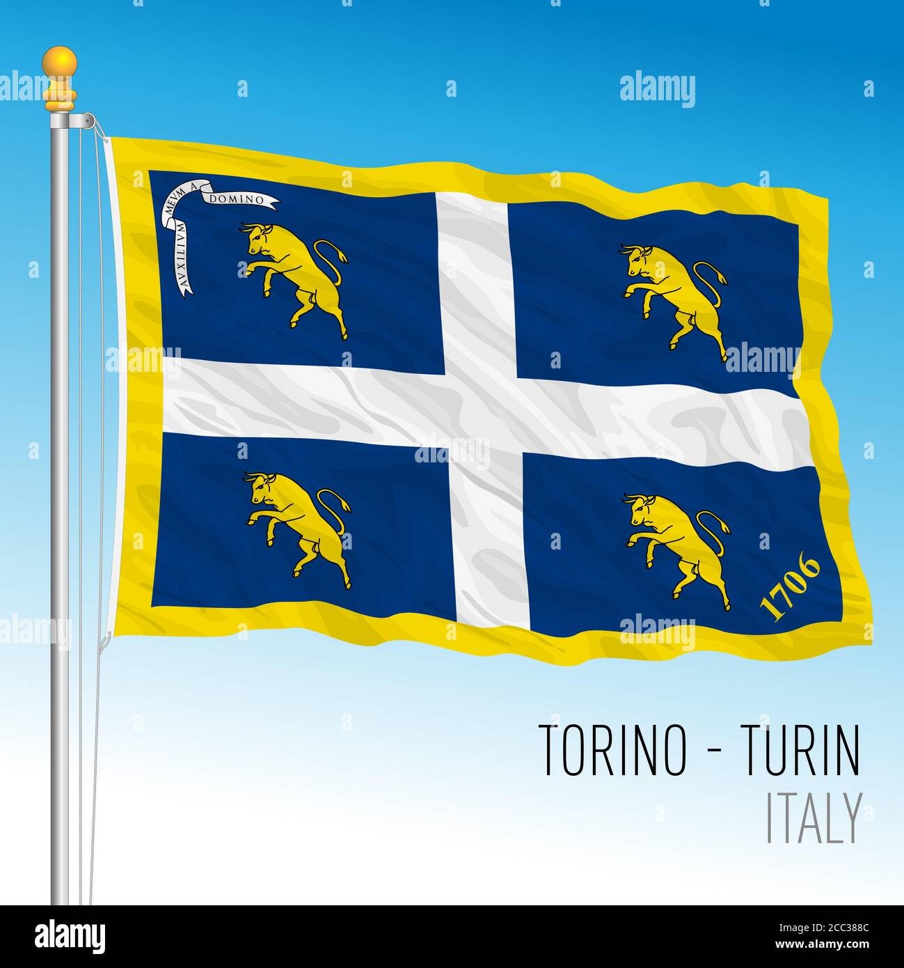 Stadt Turin offizielle Flagge, Piemont, Italien, Vektor-Illustration Stock Vektor