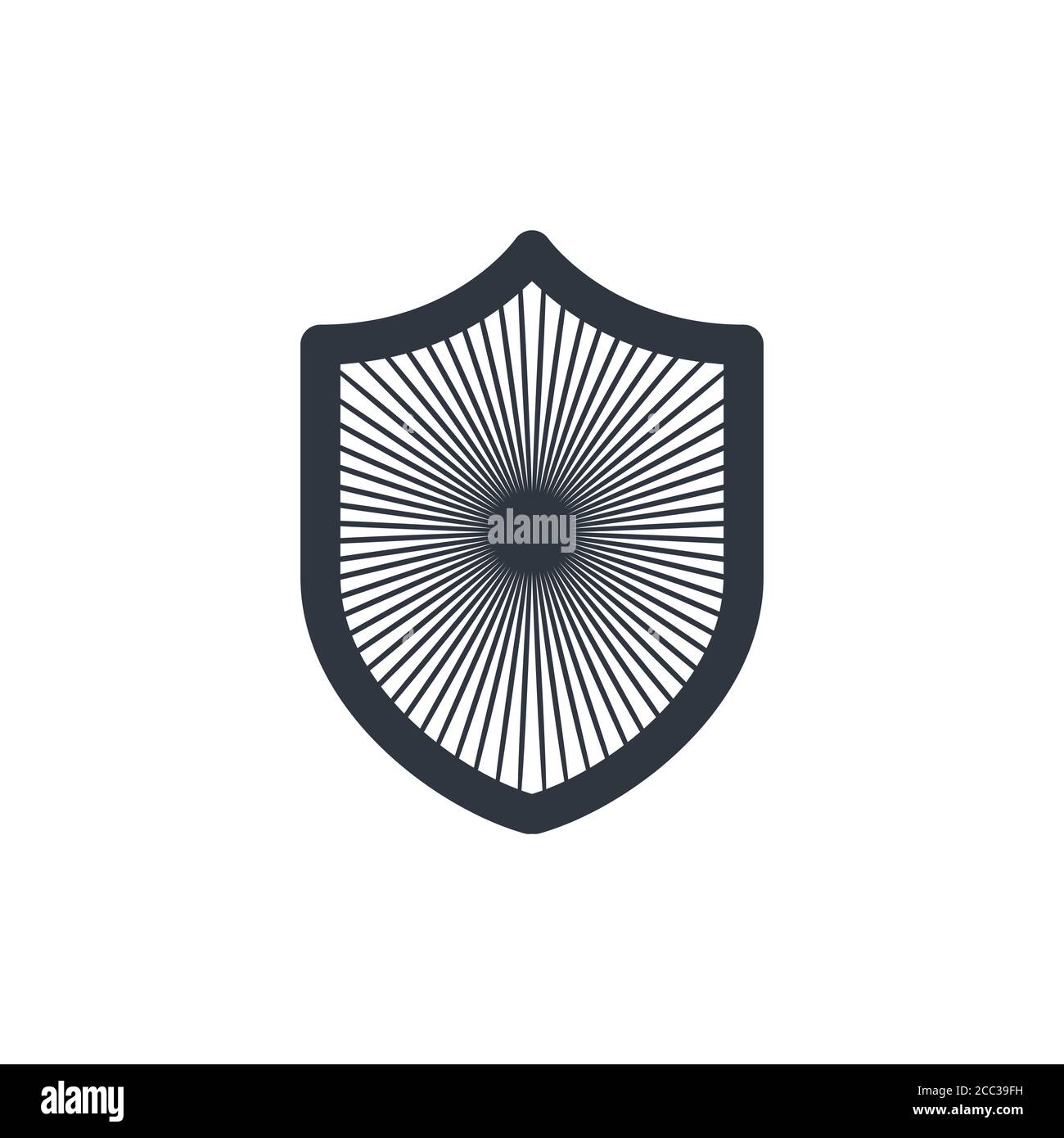 Sicherheitsschild, Sicherheitssymbol, sicheres gestreiftes Abzeichen. Schutzkonzept. Vektordarstellung auf weißem Hintergrund isoliert. Stock Vektor