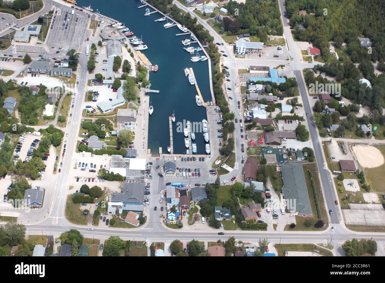 Luftaufnahme von Tobermory, Ontario, Kanada Stockfoto