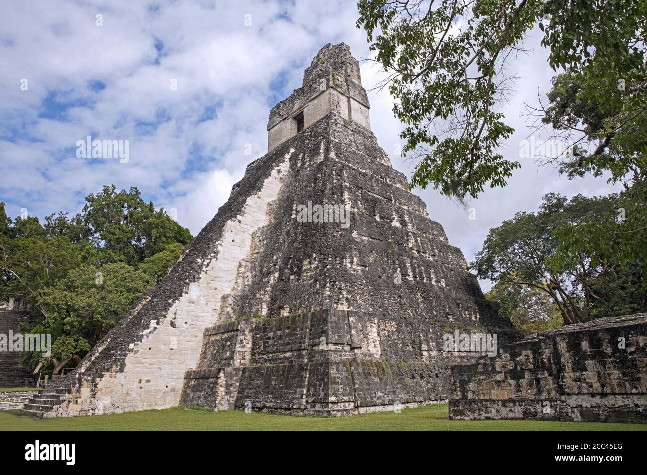 Tempel Pyramide in Tikal / Yax Mutal, alte Maya-Stadt in der Nähe der Stadt Flores, Petén Department, Guatemala, Mittelamerika Stockfoto Tempel Pyramide in Tikal / Yax Mutal, alte Maya-Stadt in der Nähe der Stadt Flores, Petén Department, Guatemala, Mittelamerika Stockfoto