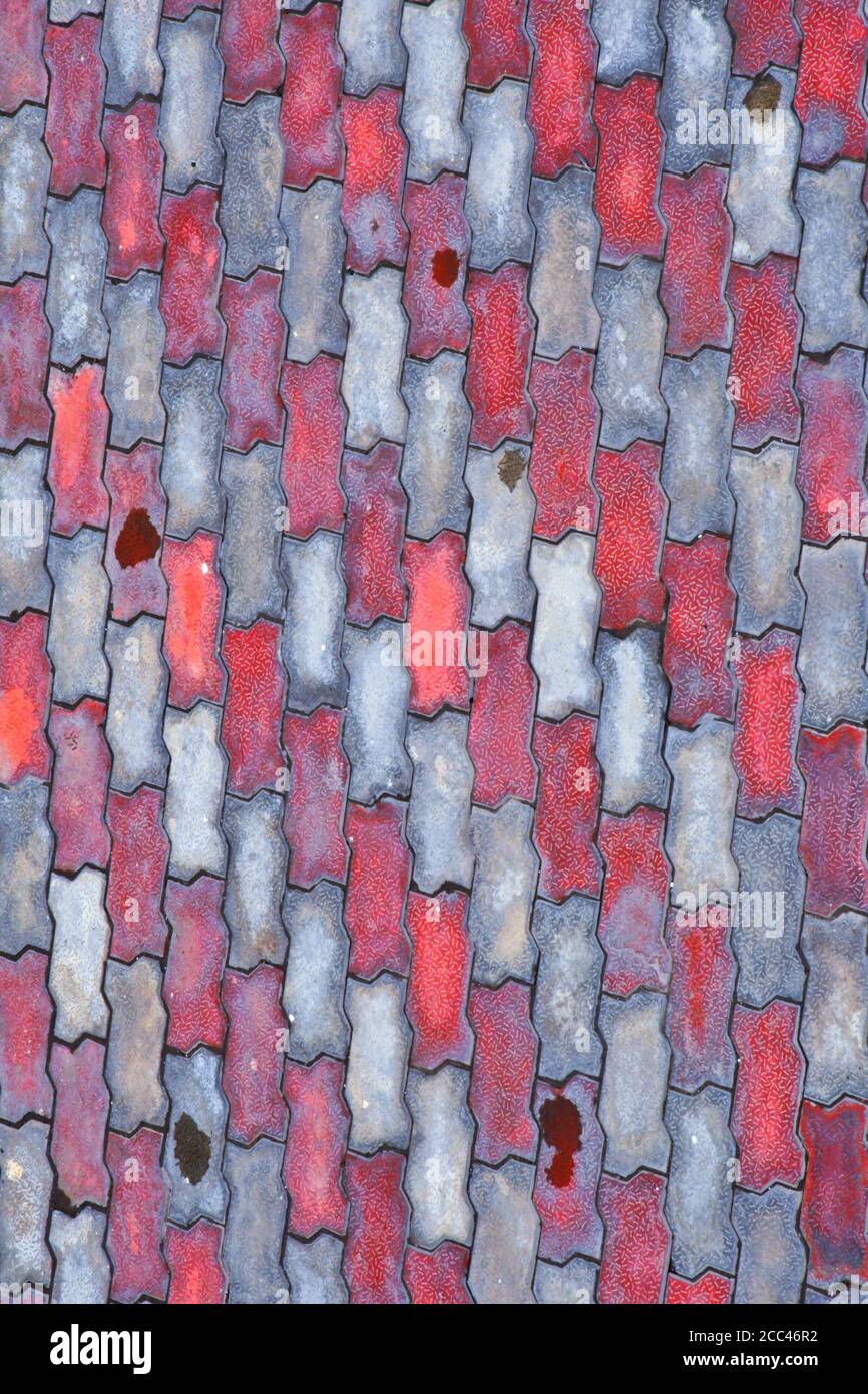 Einzigartige Hintergrund von roten und weißen Ziegel, Ziegel Verwendung für Hintergrund, Stockfoto