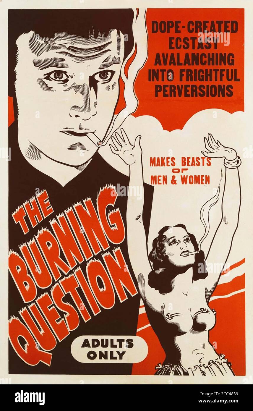 Retro-alarmistische Anti-Marihuana-Filmposter. „macht Tier von Männern und Frauen“. USA. 1938 Stockfoto