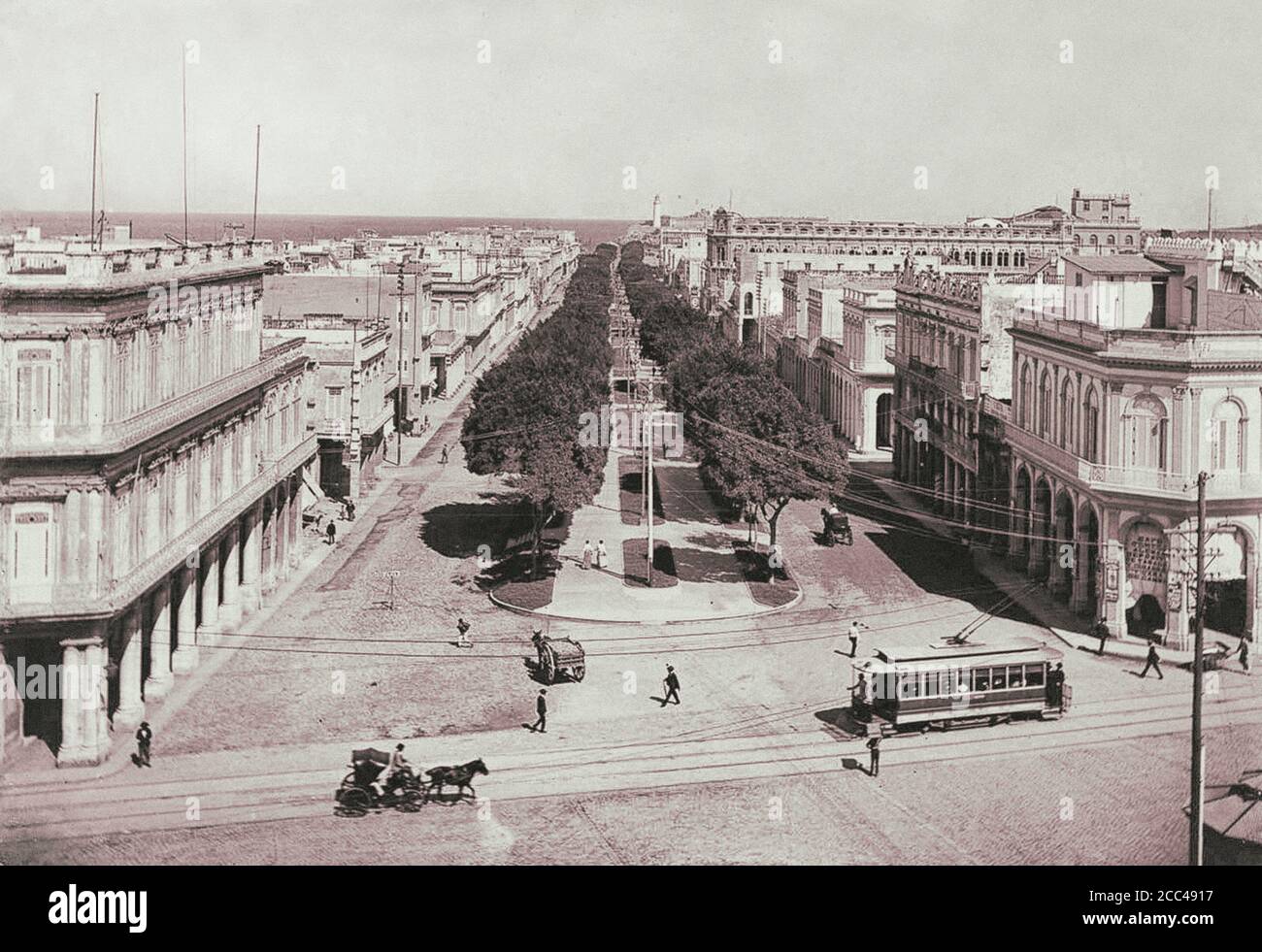 Das Alte Havanna. Der Paseo del Prado. Kuba. 1900. Stockfoto