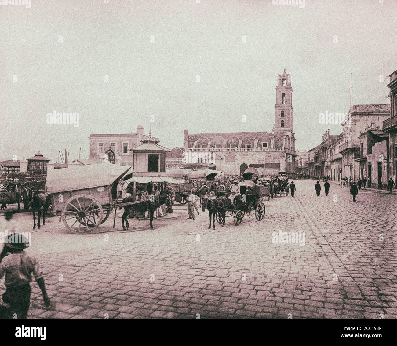 Das Alte Havanna. Custom House Plaza. Kuba. 1900 Stockfoto