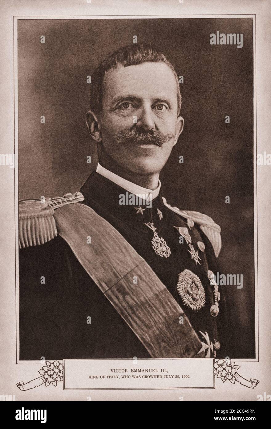 Victor Emmanuel III (Vittorio Emanuele III, 1869 - 1947) war der König von Italien von 1900 bis zu seinem Rücktritt am 9. Mai 1946. Außerdem hielt er die Stockfoto