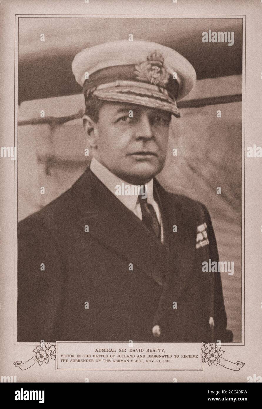 David Richard Beatty, 1. Earl Beatty, (17. Januar 1871 – 12. März 1936) war ein Offizier der Royal Navy. Nach dem Dienst im Mahdistenkrieg und dann die Respo Stockfoto