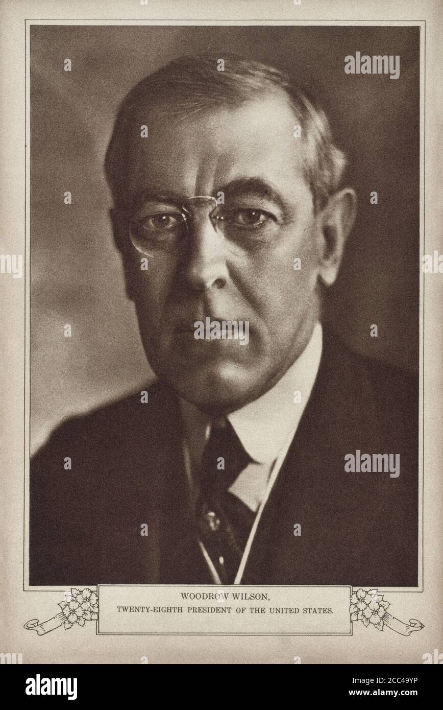 Thomas Woodrow Wilson (1856 - 1924) war ein US-amerikanischer Politiker, Rechtsanwalt und Akademiker, der ab 1913 t als 28. präsident der Vereinigten Staaten tätig war Stockfoto