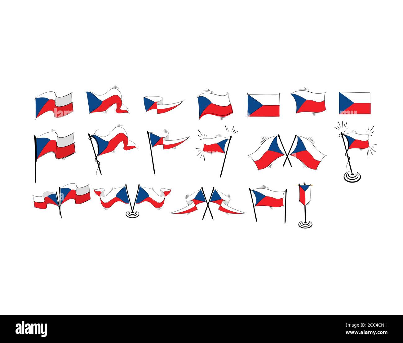 Tschechoslowakei Flagge auf weißem Hintergrund in Vektor-Illustration Stock Vektor