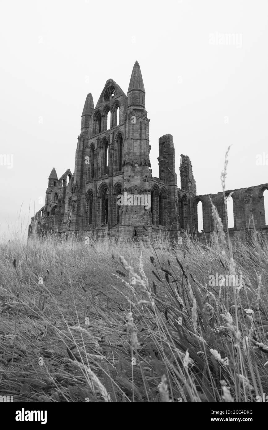 Whitby Abbey Ruinen, 7. Jahrhundert christliches Kloster. Whitby North Yorkshire. Vereinigtes Königreich Stockfoto