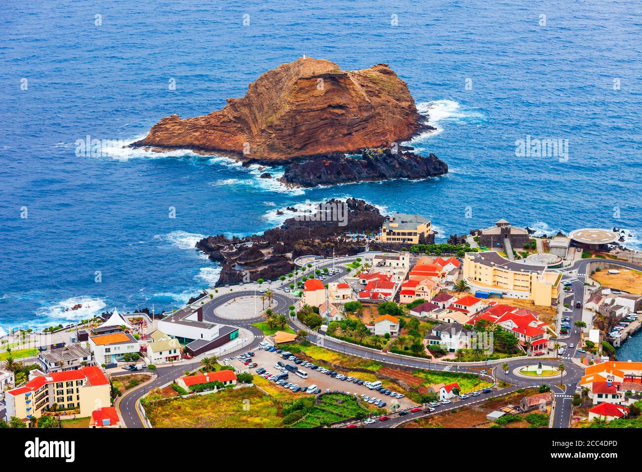 Porto Moniz Stadt Panorama-Blick, Madeira Insel in Portugal Stockfoto